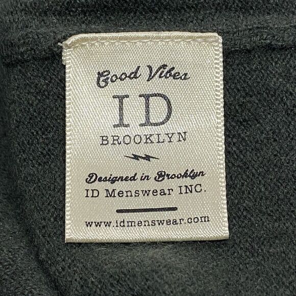 ID Menswear Merino Wool Cashmere V-Neck Sweater Gray/Green Lightweight Sz. Small - Picture 6 of 8